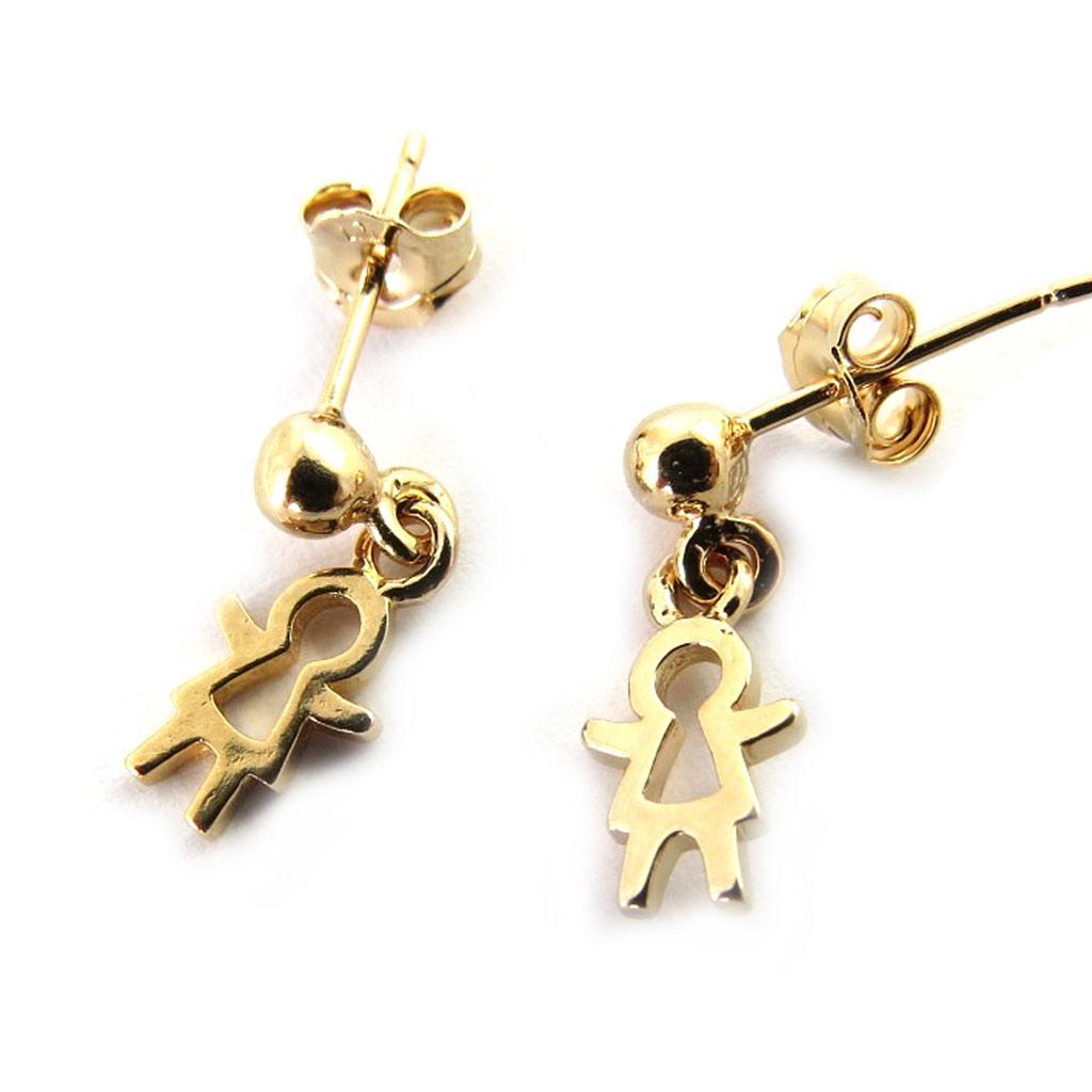 Les Trésors De Lily [M7612] - Boucles plaqué or 'Filles' Doré - 15x6 mm