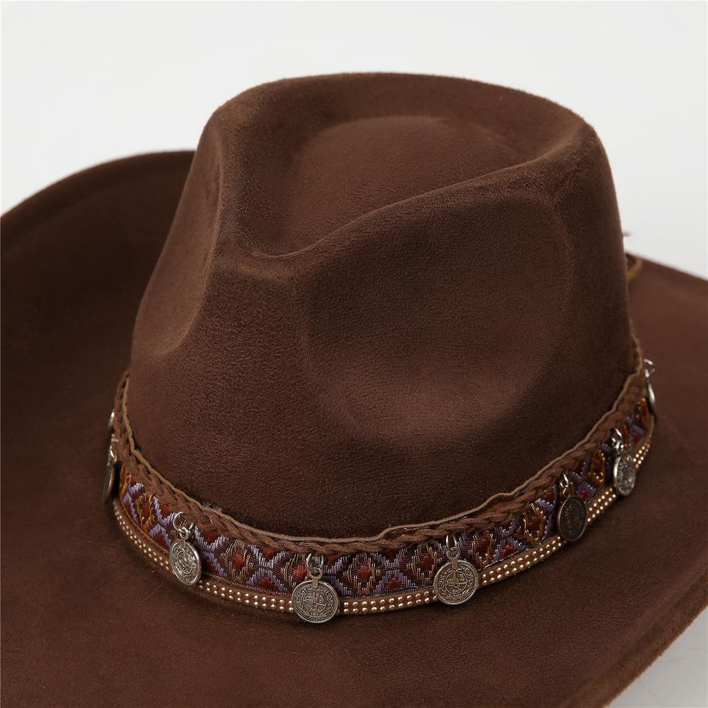 Western Cowboy Hat Summer Vintage Big Brim Shade Sun Protection Hat Outdoor Hiking Hat Jazz Hat