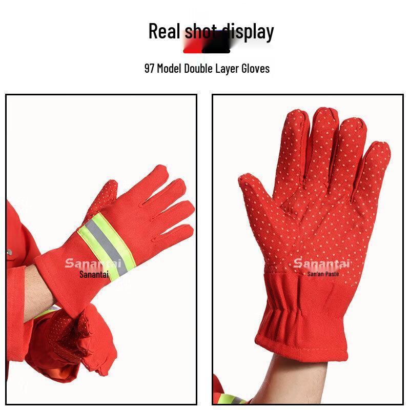 OLOMM Firefighter Flame Retardant Heat Resistant Rescue Gloves One Size