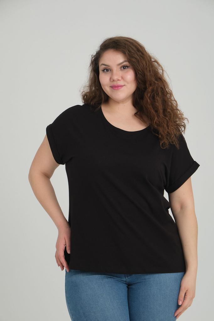 Women's Style Big Size T-Shirt Black Plus Size T-Shirt
