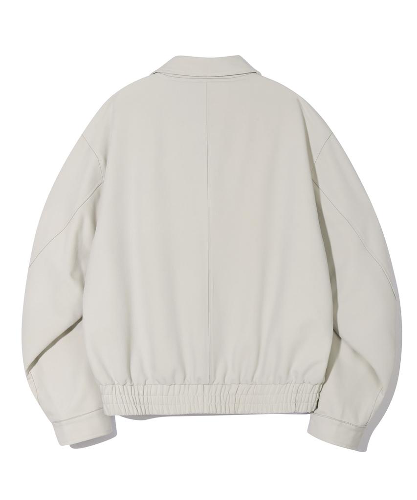 Trillion Twill Rivet Blouson Zip-Up Jacket (Cream)