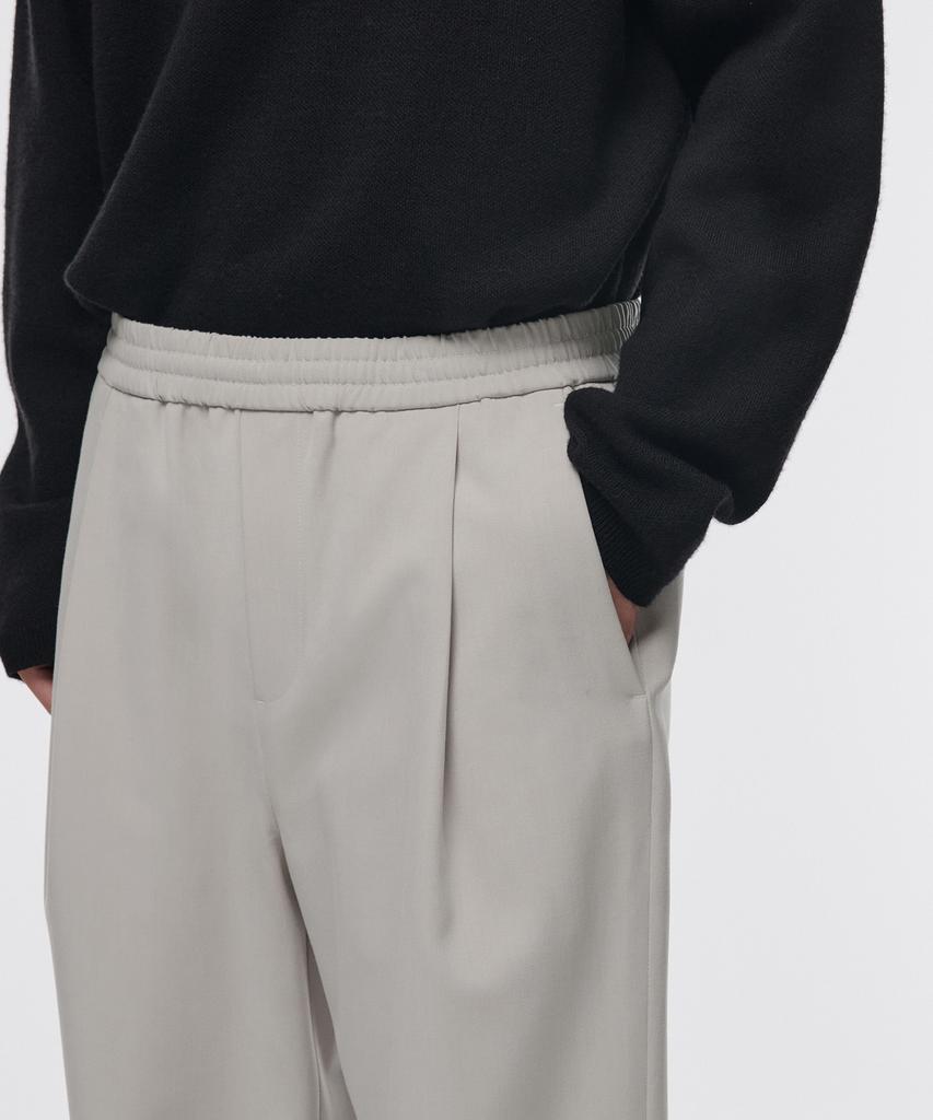 Musinsa Standard One-Pleat Wide Banded Slacks [Dusty Cream]