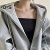 Autumn Spring Women Coat Hooded Drawstring Long Sleeves Pockets Zip-up Elastic Cuff Hem Loose Sport Hoodie Casual Daily Wear Jacket