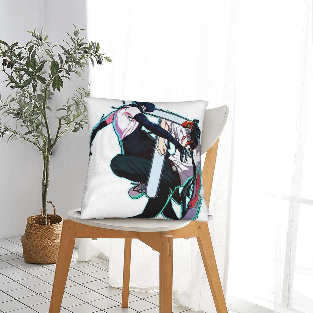 Chainsaw Man Movie Fighting Pillow Cover Square Cushion Cover Fashion Pillow Case For Sofa Home Decoration