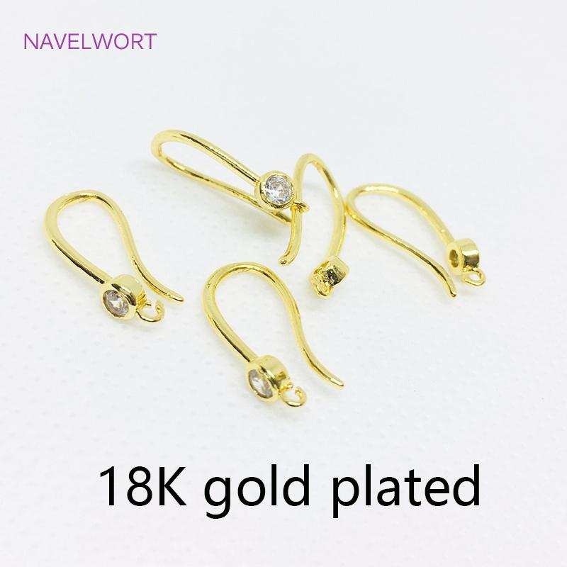 Multi Sizes 14K Gold Plated U Shape Earring Hooks Fittings Inlaid Zircon Ear Wire Hooks For DIY Jewelry Making Accessories Craft