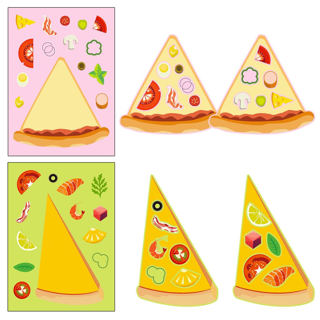 6 Photos/pack of Pizza Face Change Stickers DIY Pizza Educational Parent-child Interactive Toys Decorative Suitcase Stickers
