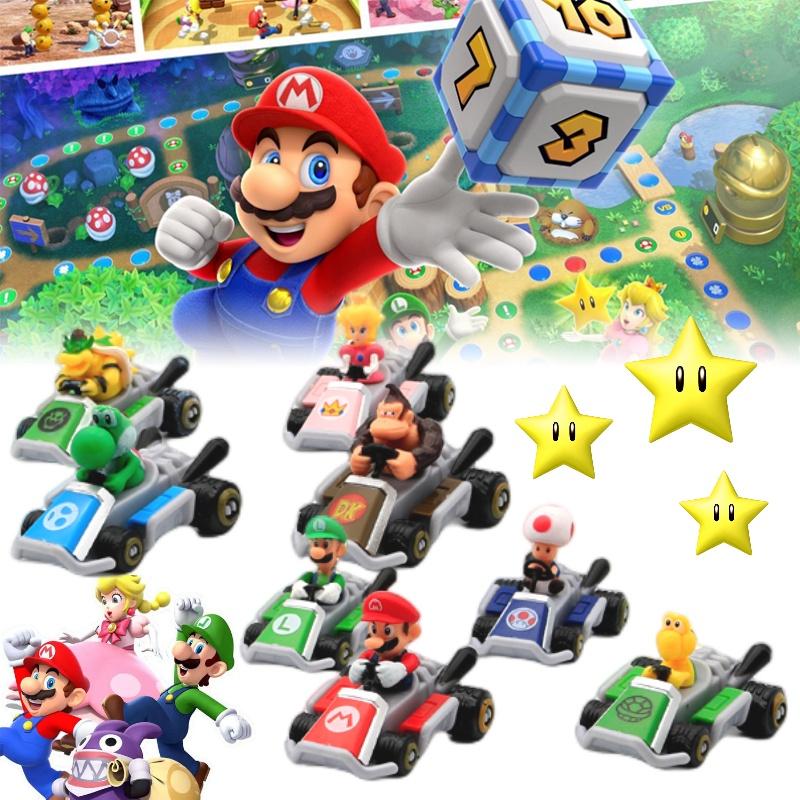 Super Mario Party Go-kart Toy Set With 8 Collectible Figures And Display Box
