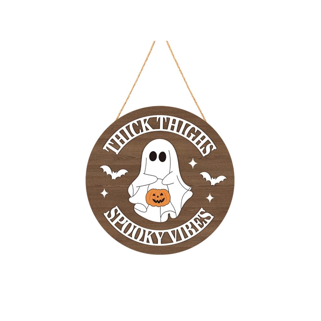 Halloween Pumpkin Wooden Door Sign Hanging Wall Decor Party Supplies