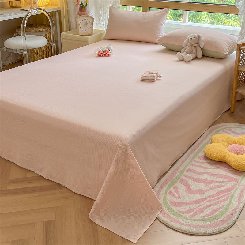 New Japanese Style Striped Thick Bed Sheet with Pillowcase for Single Student Dormitory