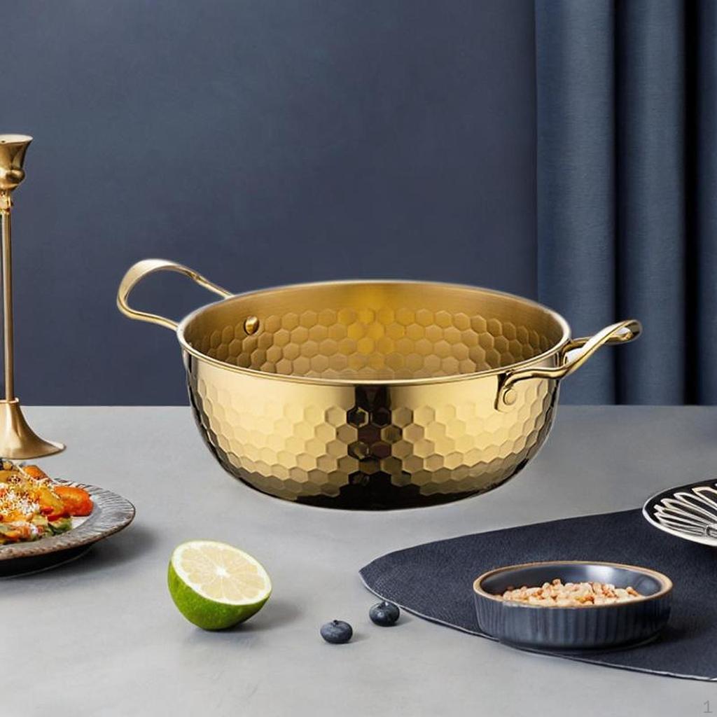 Korea Ramen Pot Instant Noodle Fast Heating Pan Dry Pots Double Ear Seafood Stainless Steel