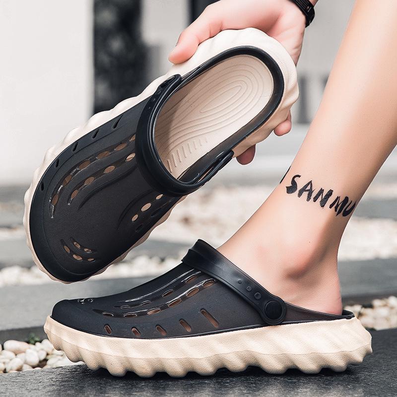 Men's 2024 Thick-Soled Clog Sandals, Baotou Trendy Jelly Beach & Garden Shoes, EVA Outdoor Slippers