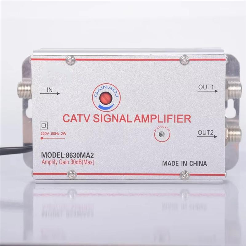 ABUO-Home TV Equipment 8630MA2 30Db Cable TV Splitter Amplifier Digital TV Antenna Signal Booster 45Mhz To 860Mhz EU Plug
