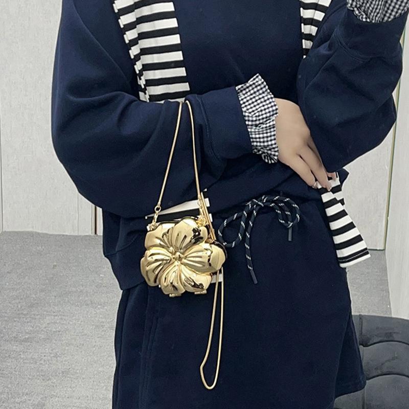 1Pc Mini Gold Silver Floral Acrylic Bag Evening Bag Purses And Handbag Shoulder Bags Party Wedding Clutch Purse