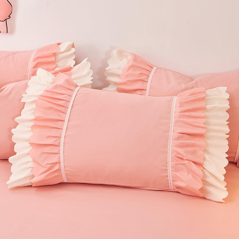 48*74cm Princess Style Pink Cake Layered Lace Pillowcase Splice Ruffle Edge Pillowcase European Style Hotel Home Bedding PillowsProtective Covers