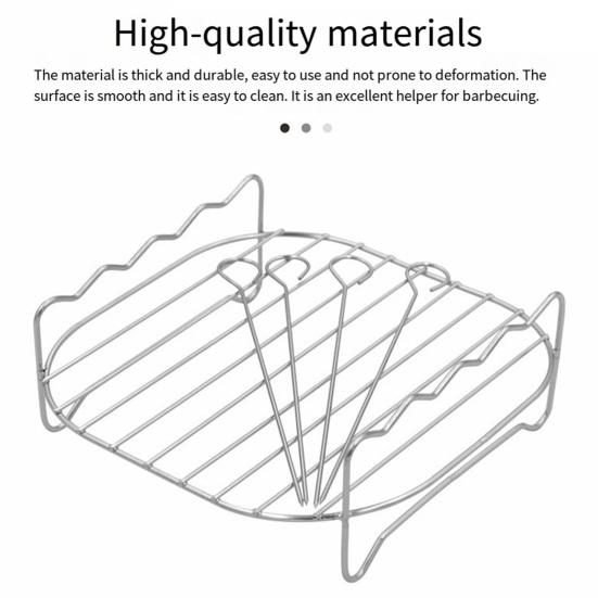 Решітка для аерофритюрниці з шампурами, кошик-гриль з нержавіючої сталі для сосисок, хот-догів, можна мити в посудомийній машині, аксесуари для аерофритюрниці