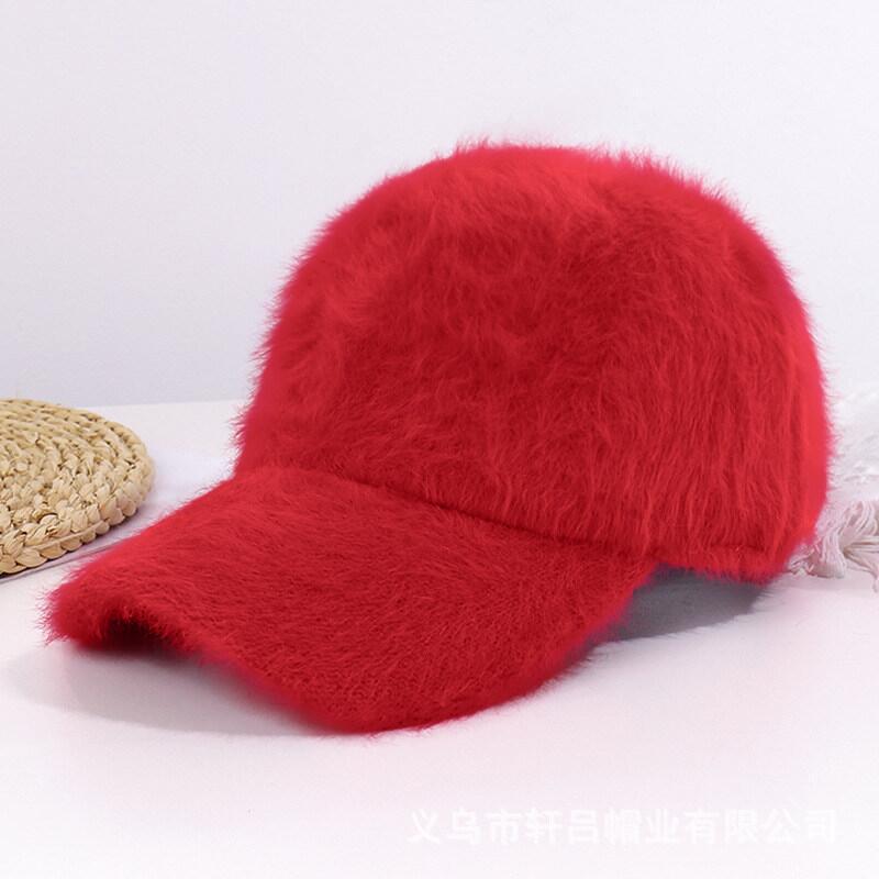 Cappellino da baseball in peluche autunno e inverno da donna, versatile, viso piccolo, pelo di coniglio puro, cappello comodo e caldo