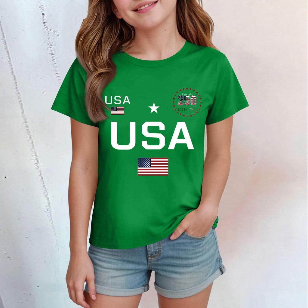 Casual bedrukte top met ronde hals en korte mouwen voor kinderen