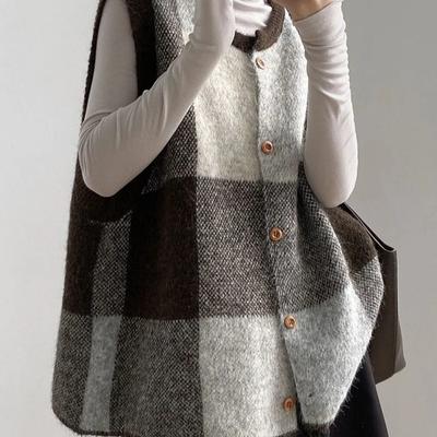 Vest for Women Sleeveless Sweater Tops Knitted Sweater Vest Oversize Loose Versatile Casual Sleeveless Coat Vest Top