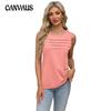 Women's New Spring/summer Solid Colour U-neck Pleated Vest T-shirt