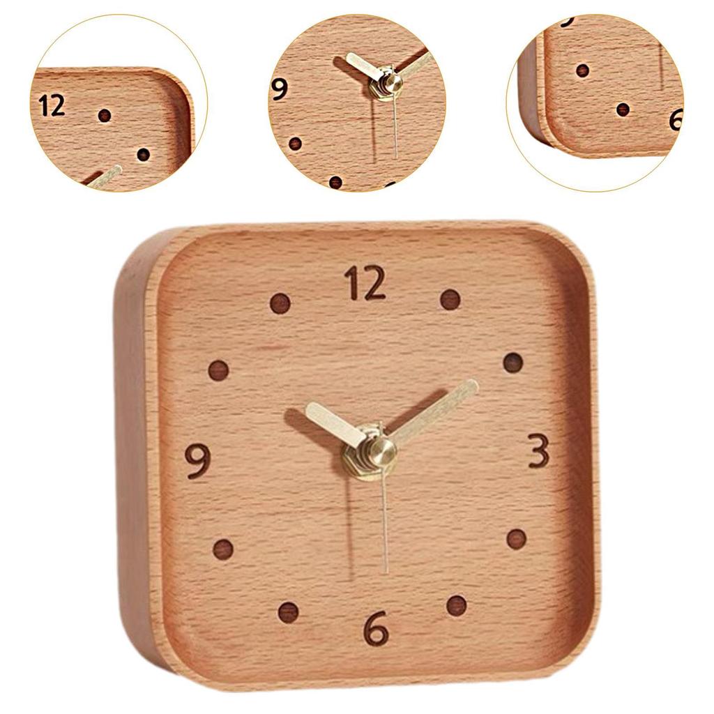 Wooden Table Clock Silent Aesthetic Decorative Desk Clock Desktop Clock for Fireplace Bookshelf Bedside Office Home Decoration