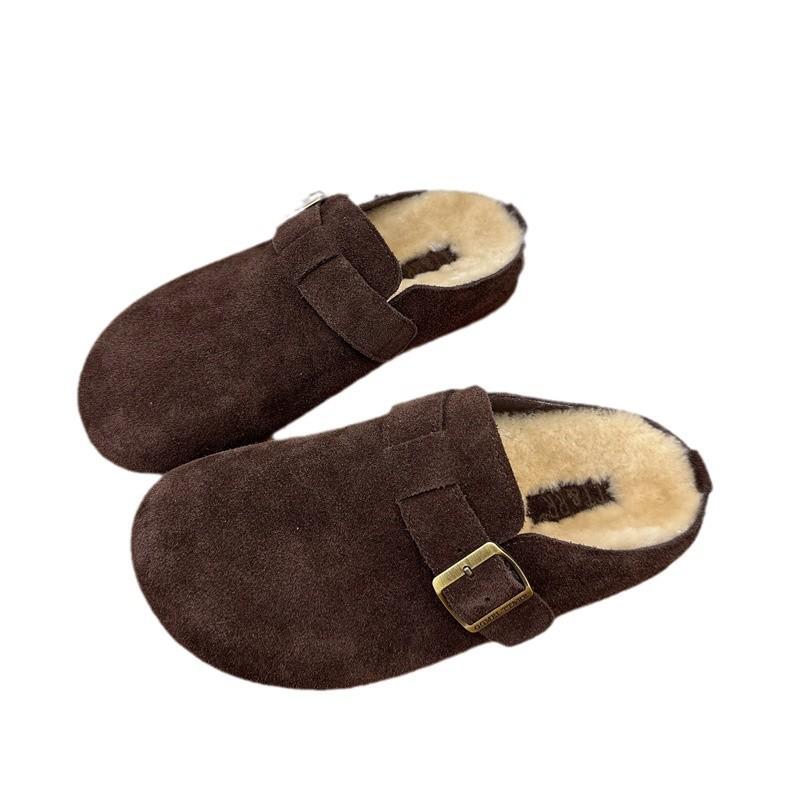 Retro Large Size Velvet Warm Casual Bag Head Slippers Women 2024 Winter Popular Home Soft Bottom Outer Slippers Women