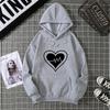 Women's Fleece Lined Hoodie Solid Color Heart Print Kangaroo Pocket Drawstring Printed Hooded Sweatshirt Streetwear