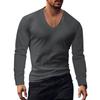 Men's Summer Long Sleeve Top Sun Protection Base Shirt Men's Large V-neck Solid Color Large Size Casual T-shirt Men