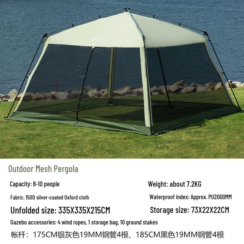 Outdoor Camping Pergola: Sunshade, Rainproof, Windproof, Mosquito-Proof Tent for Picnics, BBQs, and Holidays.