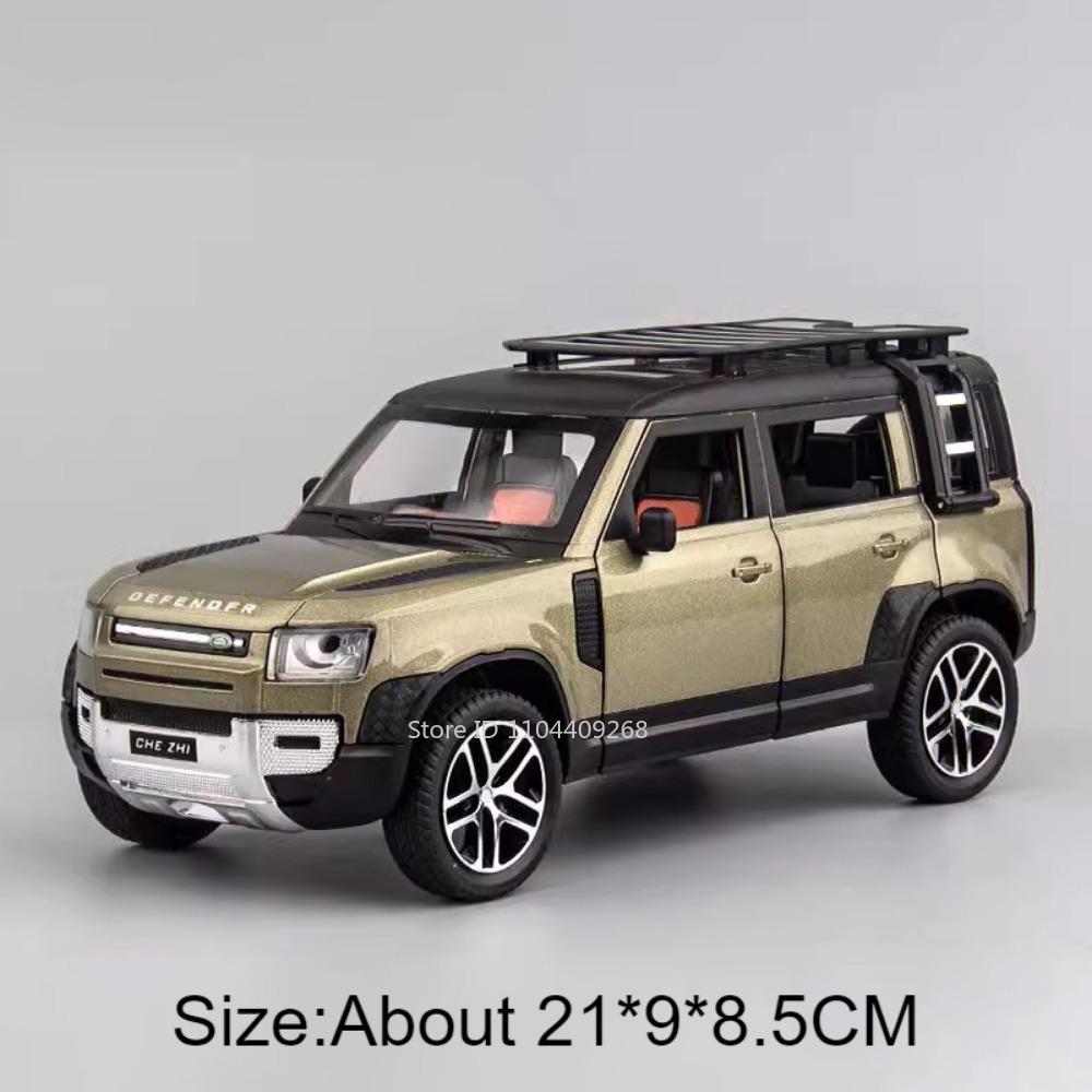 1:Brinquedo de Modelo de Carro Land Rover Defender Range Rover Escala 24 Metal Diecast Som Luz Veículos Off Road Modelos em Miniatura Presentes para Meninos