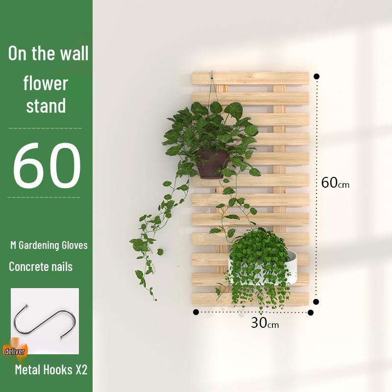 Balcony Solid Wood Hanging Flower Rack - Indoor Wall Decor for Plants