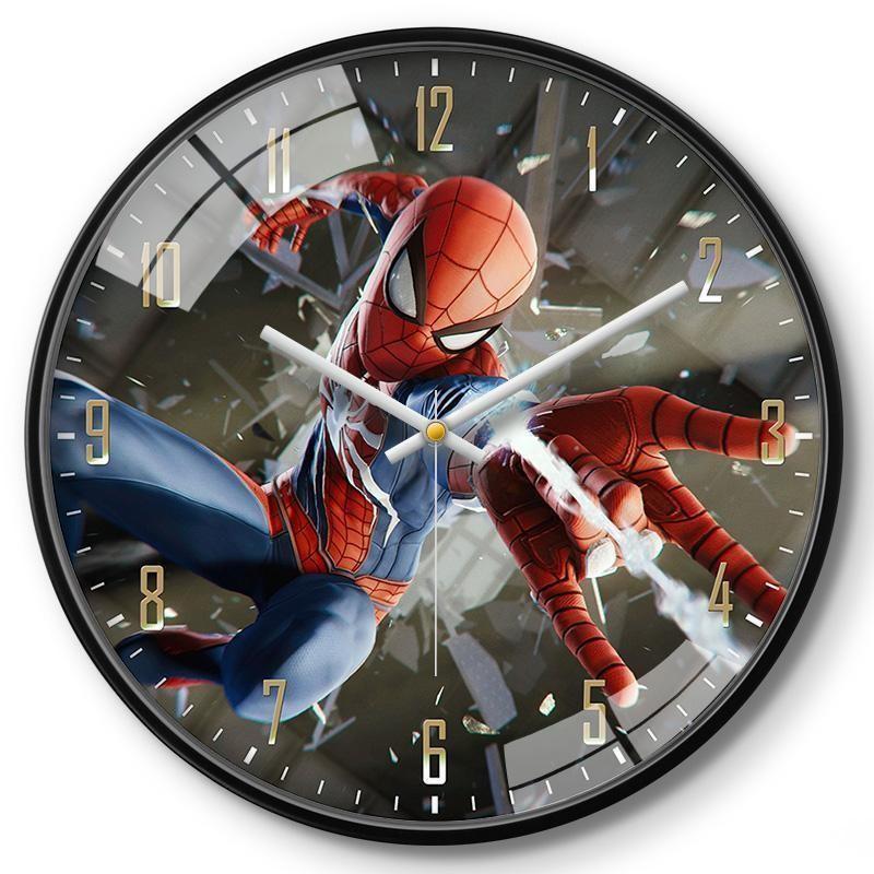 Marvel Captain America Iron Man Spider-Man Muster Wanduhr für Kinderzimmer Dekoration