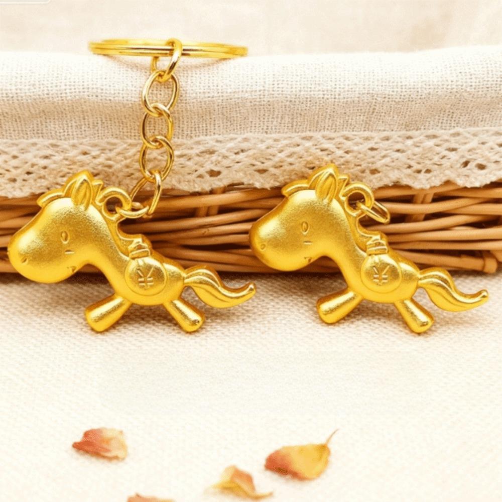 Vintage Lucky Horse Bag Pendant Wealth Weaving Key Chains Chinese Zodiac Key Ring  Jewelry Gift