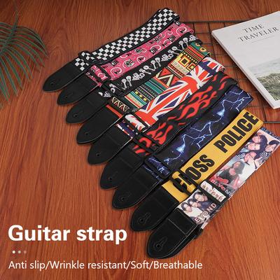 36 Inch Embroidered Electric Guitar Shoulder Strap Heat Transfer Printed Folk Guitar Bag Strap Piano Strap