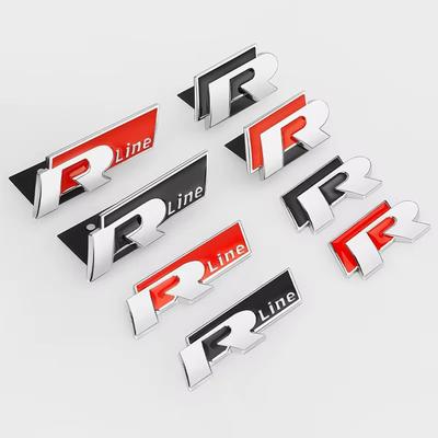 Logo Metalic 3D R Line, Insignă Grilă Față Mașină Autocolant Emblema Portbagaj Spate pentru G-ol-f 4 5 6 7 P-ol-o P-assa-t T-igua-n T-oura-n C-C T-ouare-g