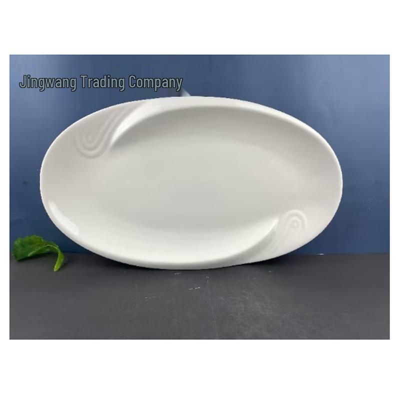 SIFAR 10-inch Ceramic Oval Fish Plate Set