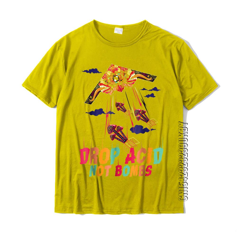 Lustiges Drop Acid Not Bombs T-Shirt Psychedelisch LSD Liebe Baumwolle Herren Oberteile T-Shirt Comics T-Shirts Gruppe Slim Fit