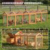 Chicken Coop Free-Range Run with Perch Double Doors, Made of Wood and Metal, for 4 Chickens, 156 x 70.5 x 84 cm Orange