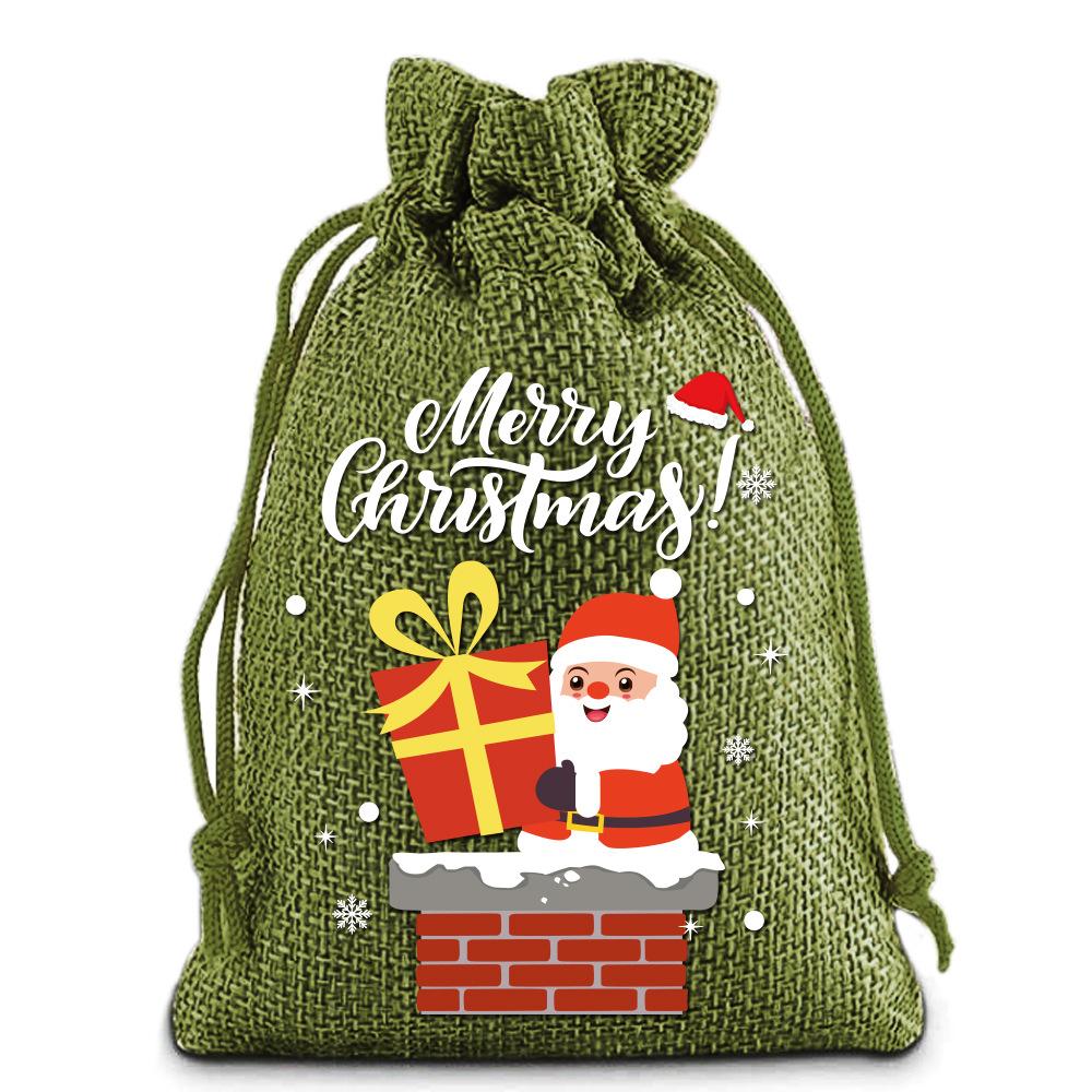 12pcs Christmas Linen Drawstring Bag Drawstring Bag Gift Bag Cloth Bag Christmas Gift Bag Set Drawstring Bag