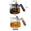 600ml sexkantig glastekanna med trähandtag och teinsats för hushållsbryggning, teceremoni, tebryggare, teporslin