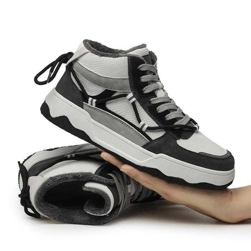 British style retro German training shoes medium top board shoes autumn and winter new velvet warm outdoor sports casual cotton shoes