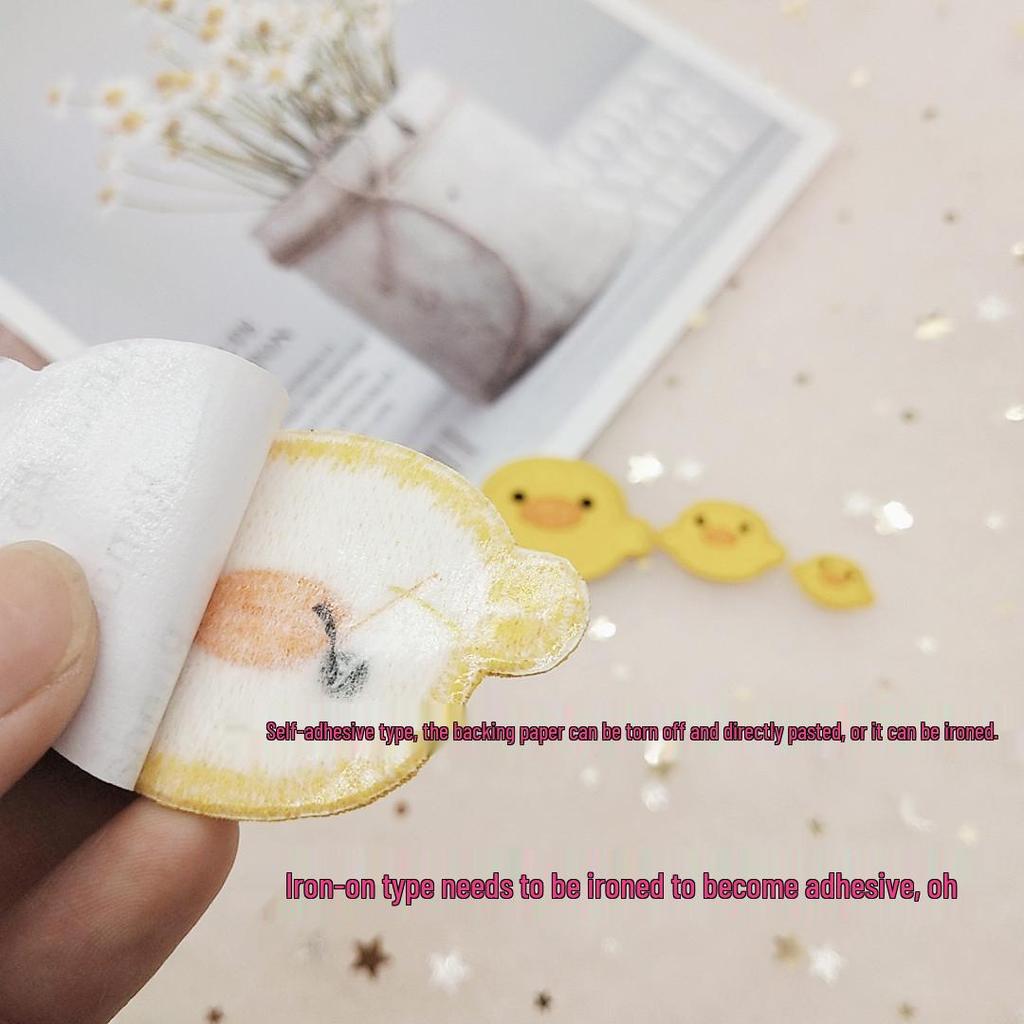 Adorable Yellow Duck Embroidery Patch Hair Clip with Self-Adhesive Backing for DIY Craft and Children's Clothing
