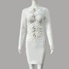 2023 Evropský a Americký Styl Dutý Design Crop Top Obvazové Šaty - Dlouhý Rukáv Bodycon Večerní Šaty pro Ženy