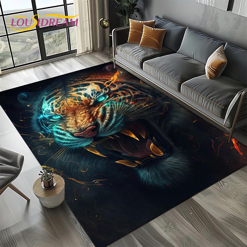 27 Style New Fierce Tiger Lion Leopard Beast Animal Wildlife Cartoon Carpet Rug for Living Room Bedroom Sofa,Non-slip Floor Mat