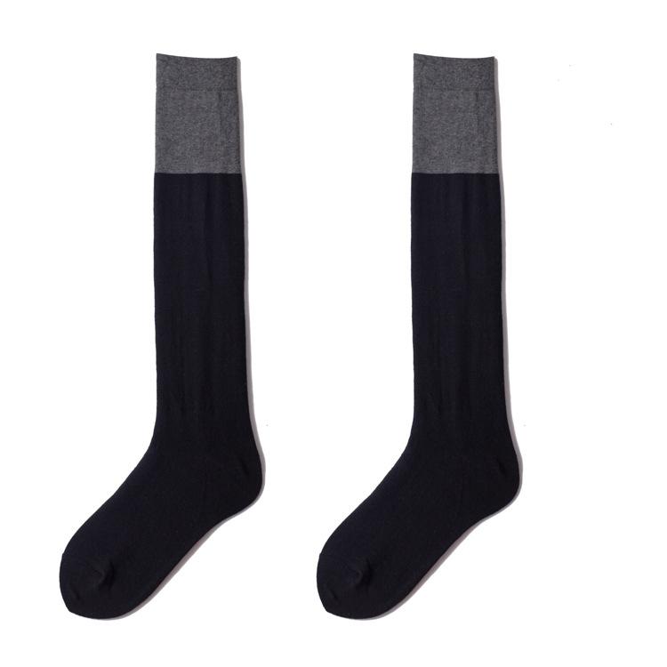 Solid-color Patchwork Knee-high Socks, Medium Long Calf Socks, Solid-color High Socks