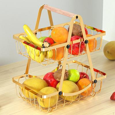 Kitchen Fruit Basket Countertop Holder 2 Tier Portable Decorative Spice Rack Stand for