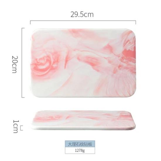 New Marble Cutting Board Dinner Plates Ceramic Tray Golden Border Plate Dinner Set Plates and Dishes Kitchen Utensils Porcelain