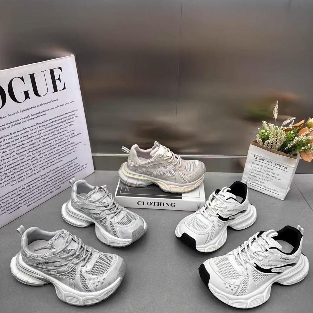 Soft Leather Platform Dad Shoes Women's 2025 New Fashion Versatile and Thin Casual Sports Breathable Mesh Running Shoes