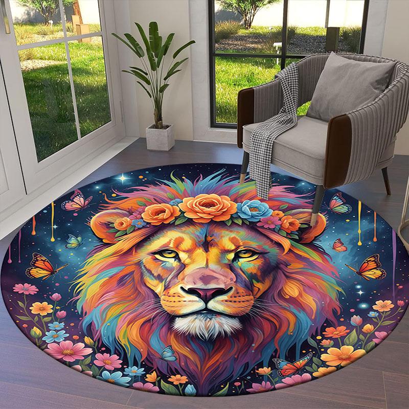 Liquidpaintanimals Round Area Rug,Carpet Rug for Living Room Bedroom Sofa Playroom Decor,Non Slip Floor Mat