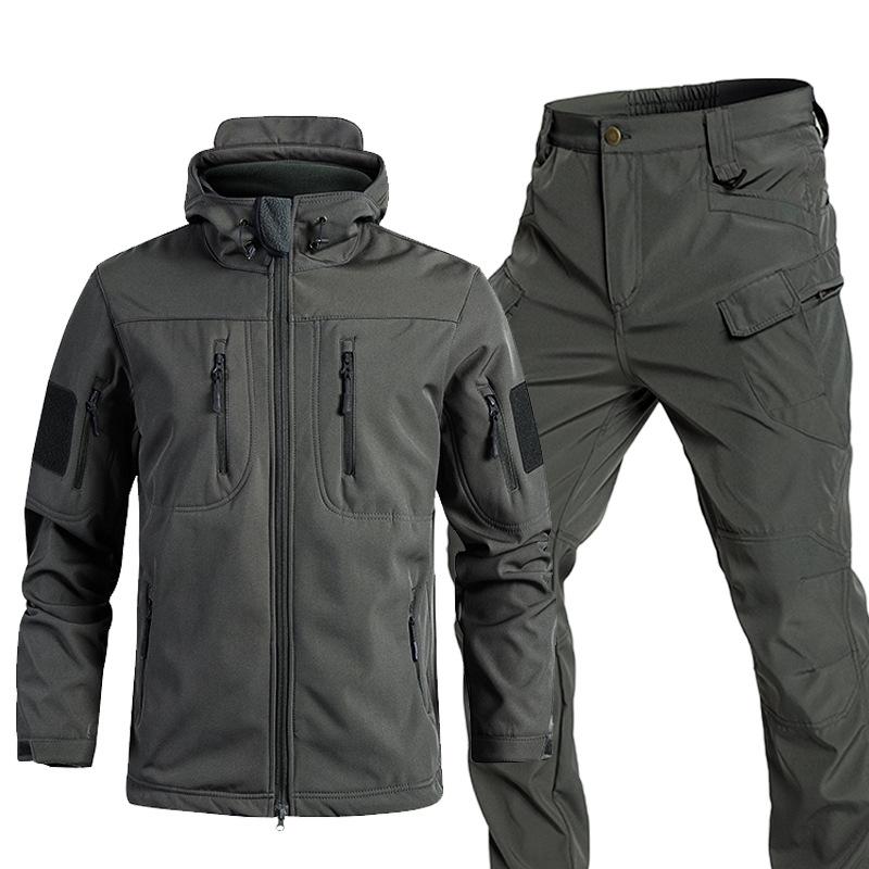 Men's Sharkskin TAD Softshell Windbreaker & Waterproof Winter Cycling Pants Set