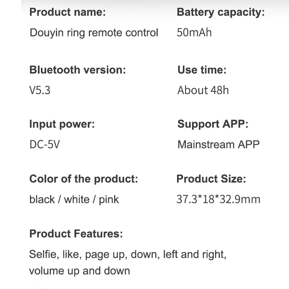 Smart Bluetooth-compatible V5.3 Ring Controller Wireless Selfie Video Controller Portable Automatic Page Turner for Mobile Phone